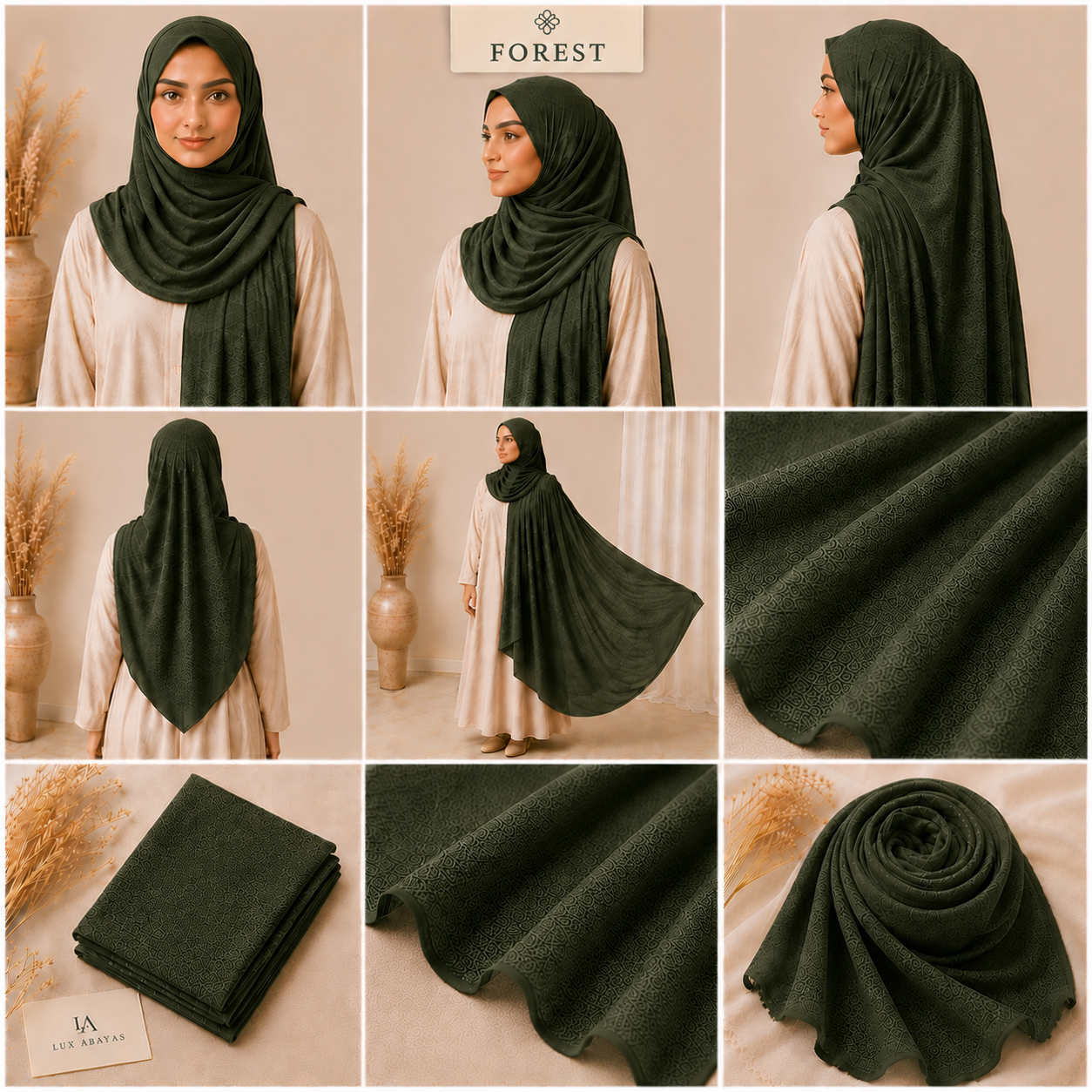 Lux Modal Hijab - Forest green