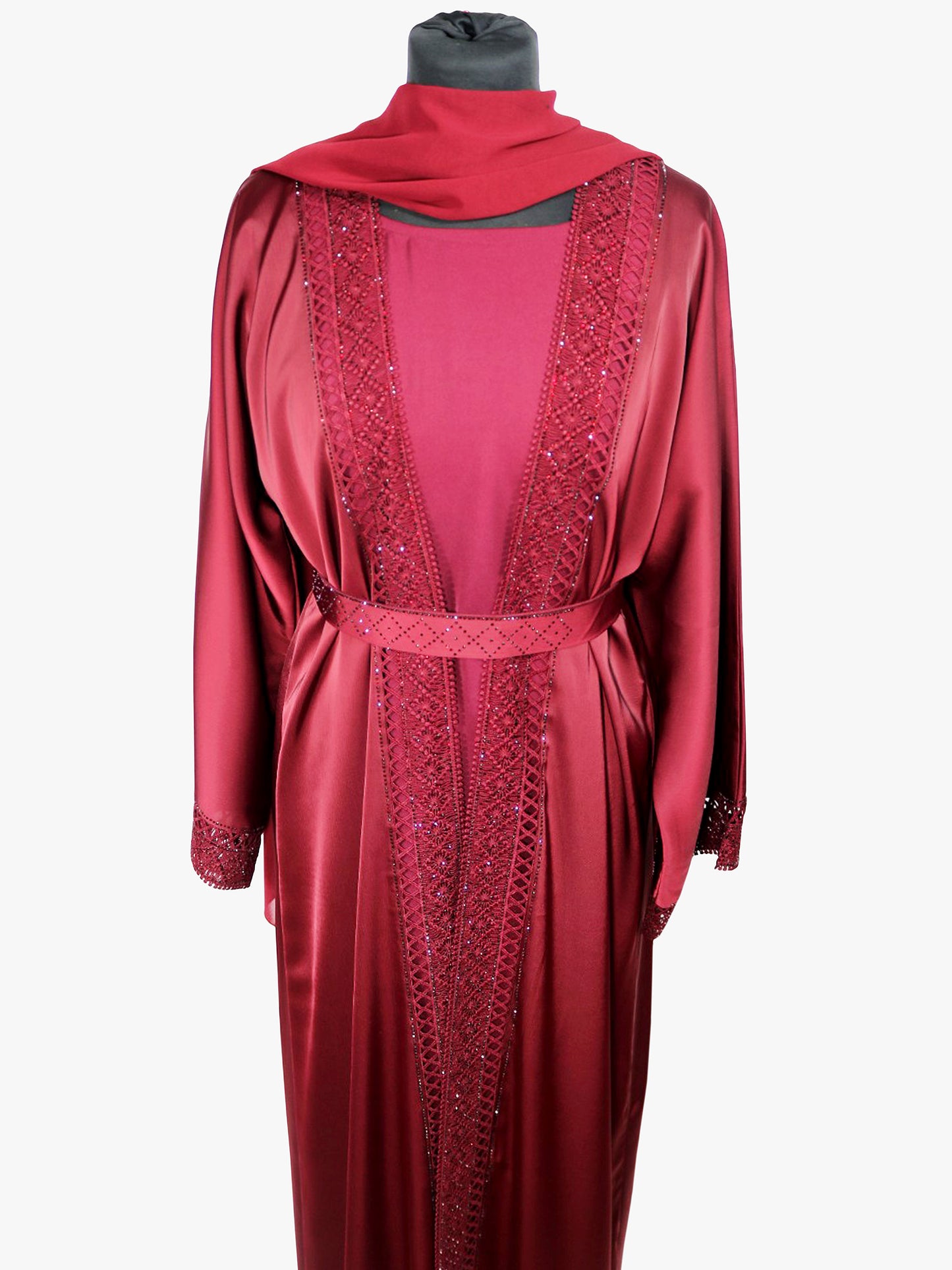 Lux Noire – Crimson Bloom Abaya