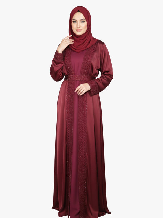 Lux Noire – Crimson Bloom Abaya
