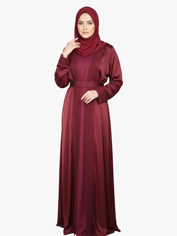 Lux Noire – Crimson Bloom Abaya