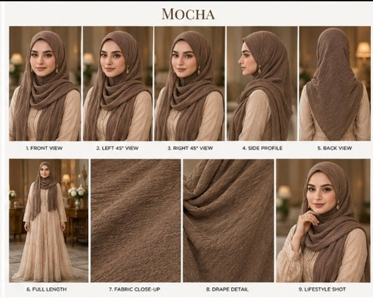 Lux Thai Crinkle Hijab - Mocha (Brown)
