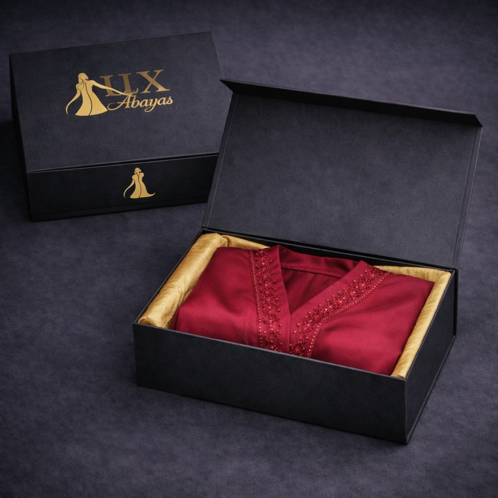 Lux Noire – Crimson Bloom Abaya